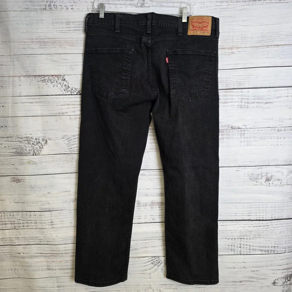 Levis‎ 514 Jeans Mens 38x30 Black Dark Wash Straight Fit Mid Rise Cotton